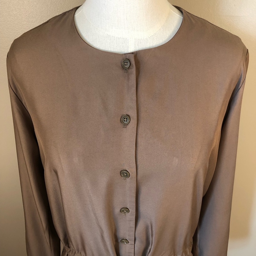 Uniqlo Medium Brown Long Sleeve Button Front Dress Size M - Picture 3 of 10